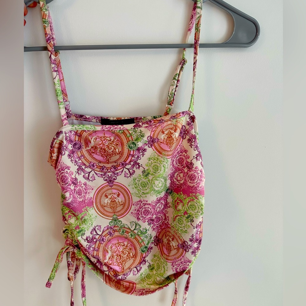 Forever 21 pink and green cinched tank top. Size Medium